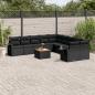 Preview: ARDEBO.de - 11-tlg. Garten-Sofagarnitur mit Kissen Schwarz Poly Rattan