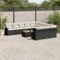 Preview: ARDEBO.de - 12-tlg. Garten-Sofagarnitur mit Kissen Schwarz Poly Rattan