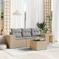 Preview: ARDEBO.de - 4-tlg. Garten-Sofagarnitur mit Kissen Beige Poly Rattan