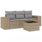 Preview: 4-tlg. Garten-Sofagarnitur mit Kissen Beige Poly Rattan