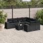 Preview: ARDEBO.de - 9-tlg. Garten-Sofagarnitur mit Kissen Schwarz Poly Rattan