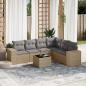 Preview: ARDEBO.de - 7-tlg. Garten-Sofagarnitur mit Kissen Beige Poly Rattan