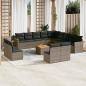 Preview: ARDEBO.de - 14-tlg. Garten-Sofagarnitur mit Kissen Grau Poly Rattan