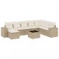 Preview: 9-tlg. Garten-Sofagarnitur mit Kissen Beige Poly Rattan