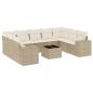 Preview: 10-tlg. Garten-Sofagarnitur mit Kissen Beige Poly Rattan