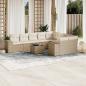 Preview: ARDEBO.de - 10-tlg. Garten-Sofagarnitur mit Kissen Beige Poly Rattan