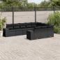 Preview: ARDEBO.de - 10-tlg. Garten-Sofagarnitur mit Kissen Schwarz Poly Rattan