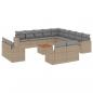 Preview: 14-tlg. Garten-Sofagarnitur mit Kissen Beige Poly Rattan