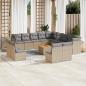 Preview: ARDEBO.de - 14-tlg. Garten-Sofagarnitur mit Kissen Beige Poly Rattan