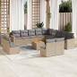 Preview: ARDEBO.de - 14-tlg. Garten-Sofagarnitur mit Kissen Beige Poly Rattan