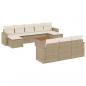 Preview: 11-tlg. Garten-Sofagarnitur mit Kissen Beige Poly Rattan