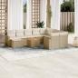 Preview: ARDEBO.de - 11-tlg. Garten-Sofagarnitur mit Kissen Beige Poly Rattan