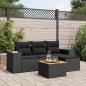 Preview: ARDEBO.de - 5-tlg. Garten-Sofagarnitur mit Kissen Schwarz Poly Rattan