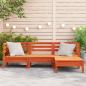 Preview: Gartensofa 3-Sitzer mit Hocker Wachsbraun Massivholz Kiefer