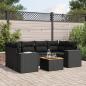 Preview: ARDEBO.de - 7-tlg. Garten-Sofagarnitur mit Kissen Schwarz Poly Rattan