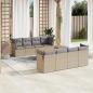 Preview: ARDEBO.de - 9-tlg. Garten-Sofagarnitur mit Kissen Beige Poly Rattan