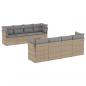 Preview: 9-tlg. Garten-Sofagarnitur mit Kissen Beige Poly Rattan