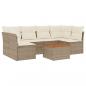 Preview: 7-tlg. Garten-Sofagarnitur mit Kissen Beige Poly Rattan