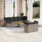 Preview: ARDEBO.de - 10-tlg. Garten-Sofagarnitur mit Kissen Grau Poly Rattan