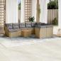 Preview: ARDEBO.de - 11-tlg. Garten-Sofagarnitur mit Kissen Beige Poly Rattan