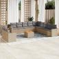 Preview: ARDEBO.de - 12-tlg. Garten-Sofagarnitur mit Kissen Beige Poly Rattan