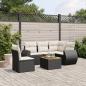 Preview: ARDEBO.de - 6-tlg. Garten-Sofagarnitur mit Kissen Schwarz Poly Rattan