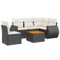 Preview: 6-tlg. Garten-Sofagarnitur mit Kissen Schwarz Poly Rattan