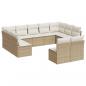 Preview: 11-tlg. Garten-Sofagarnitur mit Kissen Beige Poly Rattan