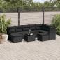 Preview: ARDEBO.de - 10-tlg. Garten-Sofagarnitur mit Kissen Schwarz Poly Rattan