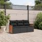 Preview: ARDEBO.de - 3-tlg. Garten-Sofagarnitur mit Kissen Schwarz Poly Rattan