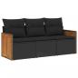 Preview: 3-tlg. Garten-Sofagarnitur mit Kissen Schwarz Poly Rattan