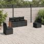 Preview: ARDEBO.de - 5-tlg. Garten-Sofagarnitur mit Kissen Schwarz Poly Rattan