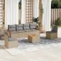 Preview: ARDEBO.de - 7-tlg. Garten-Sofagarnitur mit Kissen Beige Poly Rattan