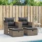 Preview: Gartensofa 2-Sitzer mit Hockern Grau Poly Rattan