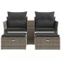 Preview: Gartensofa 2-Sitzer mit Hockern Grau Poly Rattan