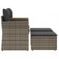 Preview: Gartensofa 2-Sitzer mit Hockern Grau Poly Rattan