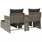 Preview: Gartensofa 2-Sitzer mit Hockern Grau Poly Rattan