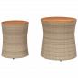 Preview: Garten-Beistelltische 2 Stk. mit Holzplatte Beige Poly Rattan