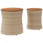 Preview: Garten-Beistelltische 2 Stk. mit Holzplatte Beige Poly Rattan