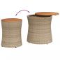 Preview: Garten-Beistelltische 2 Stk. mit Holzplatte Beige Poly Rattan