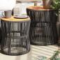 Preview: ARDEBO.de - Garten-Beistelltische 2 Stk. mit Holzplatte Grau Poly Rattan