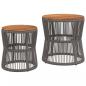 Preview: Garten-Beistelltische 2 Stk. mit Holzplatte Grau Poly Rattan