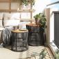 Preview: Garten-Beistelltische 2 Stk. mit Holzplatte Grau Poly Rattan