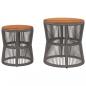 Preview: Garten-Beistelltische 2 Stk. mit Holzplatte Grau Poly Rattan