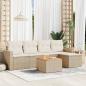 Preview: ARDEBO.de - 6-tlg. Garten-Sofagarnitur mit Kissen Beige Poly Rattan