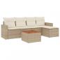 Preview: 6-tlg. Garten-Sofagarnitur mit Kissen Beige Poly Rattan