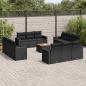 Preview: ARDEBO.de - 13-tlg. Garten-Sofagarnitur mit Kissen Schwarz Poly Rattan