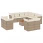 Preview: 12-tlg. Garten-Sofagarnitur mit Kissen Beige Poly Rattan