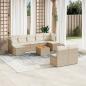 Preview: ARDEBO.de - 10-tlg. Garten-Sofagarnitur mit Kissen Beige Poly Rattan