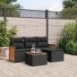 Preview: ARDEBO.de - 5-tlg. Garten-Sofagarnitur mit Kissen Schwarz Poly Rattan